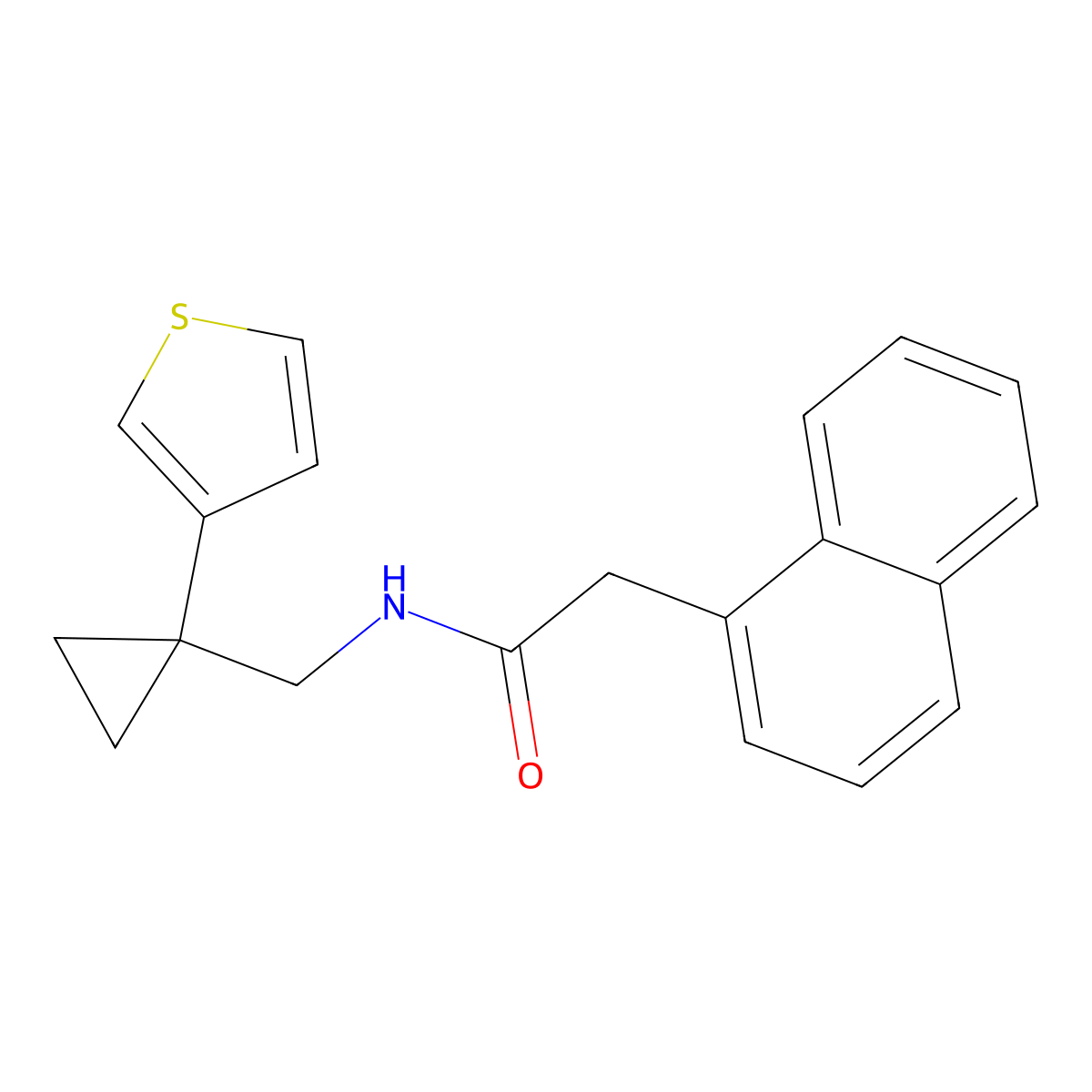 2-(naphthalen-1-yl)-N-{[1-(thiophen-3-yl)cyclopropyl]methyl}acetamide molecular structure, CAS 2549023-69-8