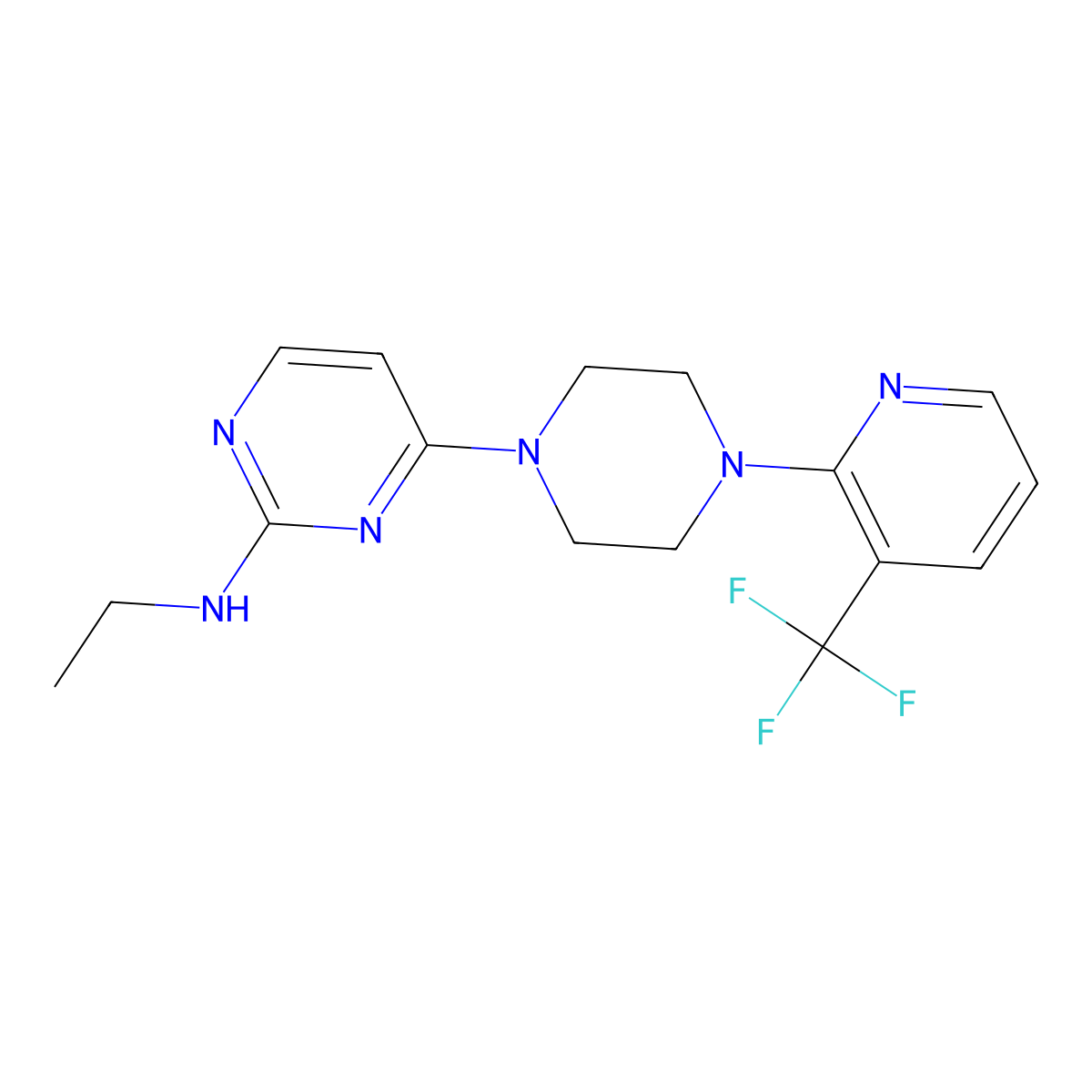 N-ethyl-4-{4-[3-(trifluoromethyl)pyridin-2-yl]piperazin-1-yl}pyrimidin-2-amine molecular structure, CAS 2549023-71-2