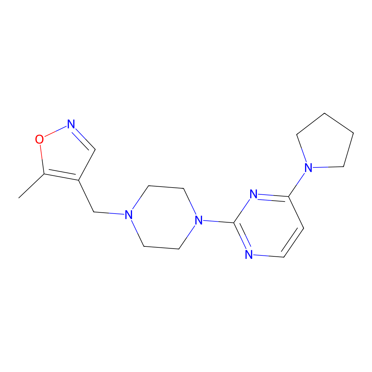 2-{4-[(5-Methyl-1,2-oxazol-4-yl)methyl]piperazin-1-yl}-4-(pyrrolidin-1-yl)pyrimidine molecular structure, CAS 2549023-72-3