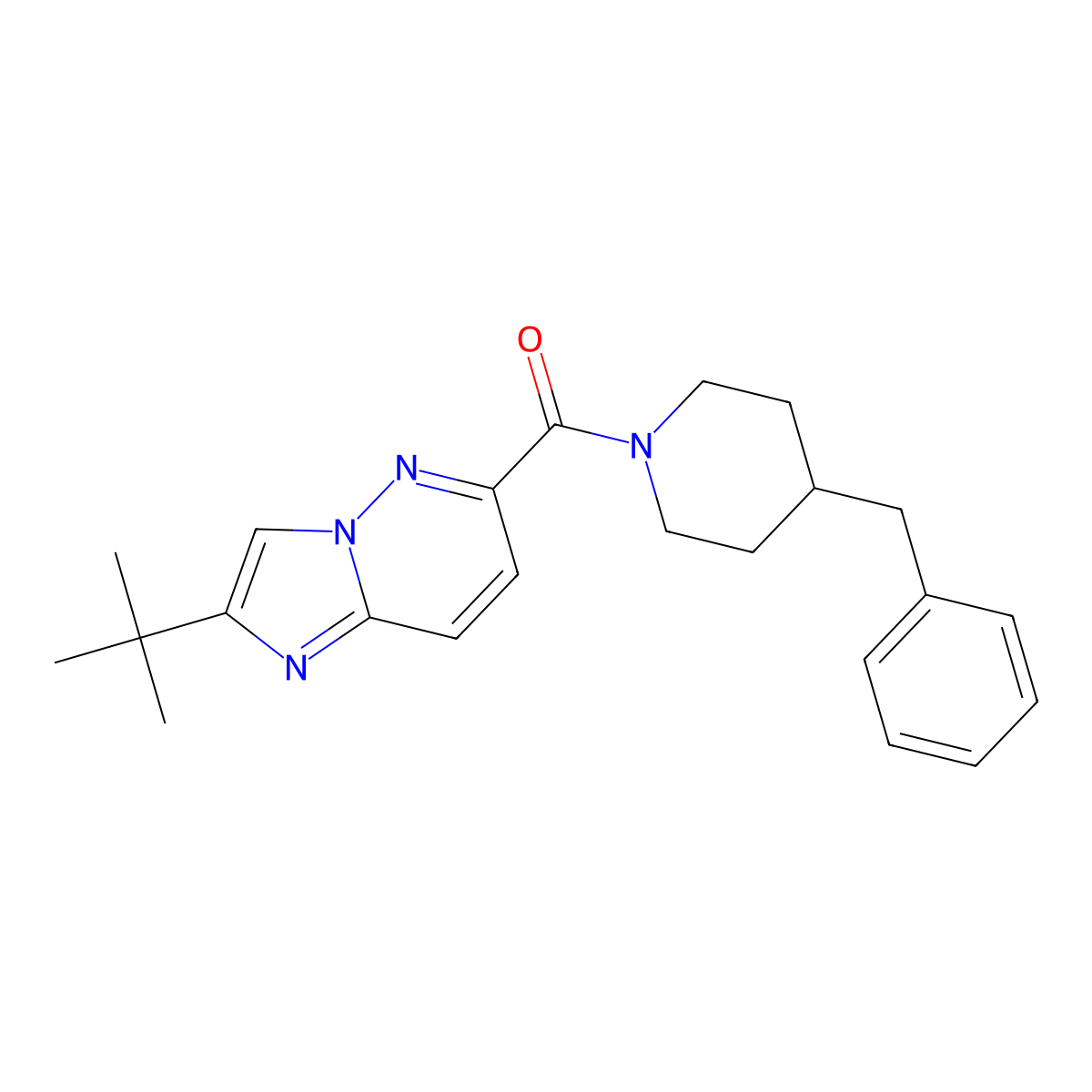 4-Benzyl-1-{2-tert-butylimidazo[1,2-b]pyridazine-6-carbonyl}piperidine molecular structure, CAS 2549023-75-6