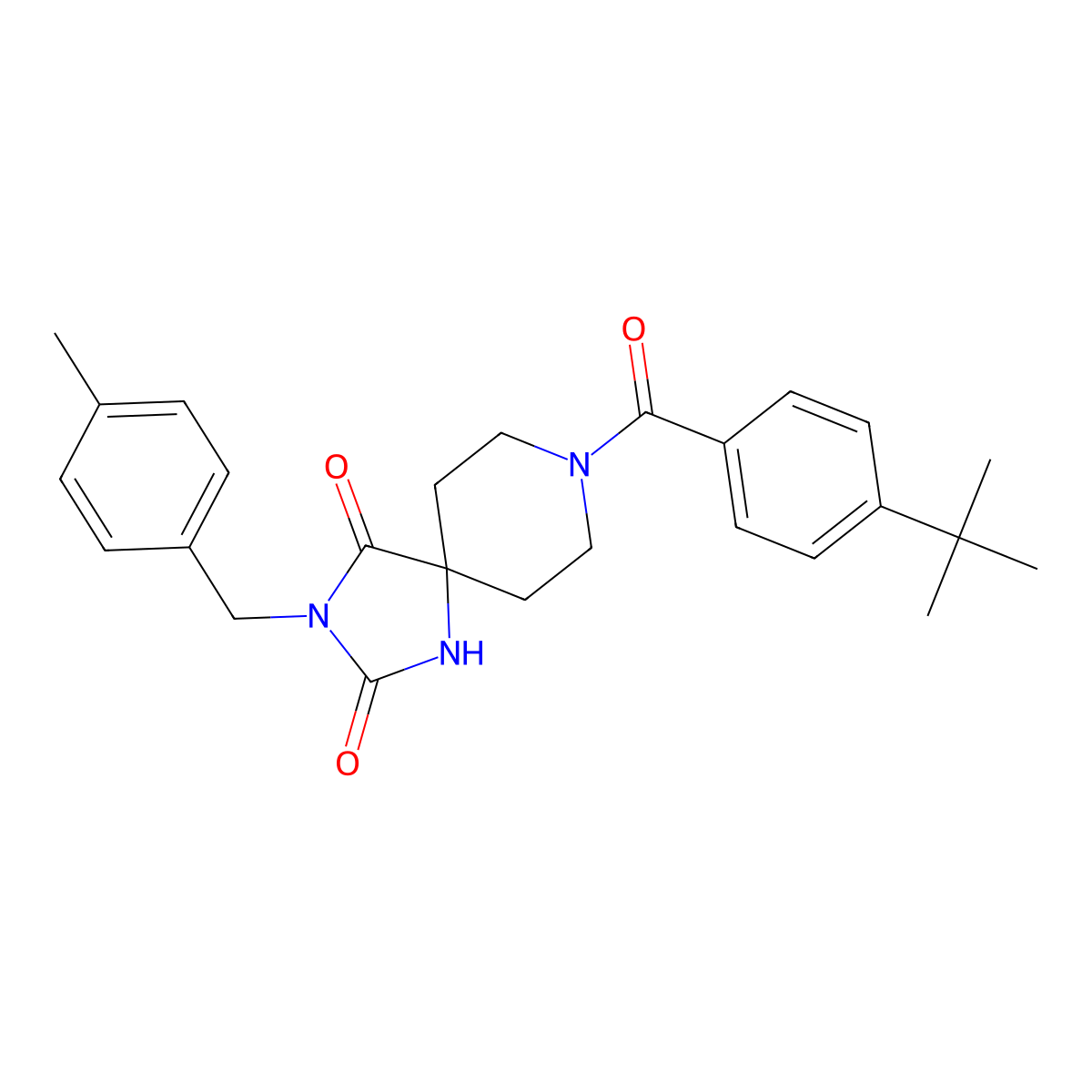 8-(4-Tert-butylbenzoyl)-3-[(4-methylphenyl)methyl]-1,3,8-triazaspiro[4.5]decane-2,4-dione molecular structure, CAS 2549023-79-0