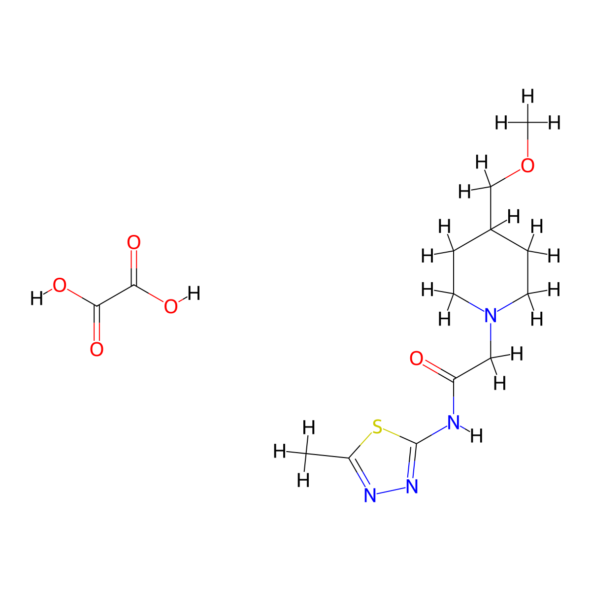2-[4-(methoxymethyl)piperidin-1-yl]-N-(5-methyl-1,3,4-thiadiazol-2-yl)acetamide; oxalic acid molecular structure, CAS 2549023-88-1