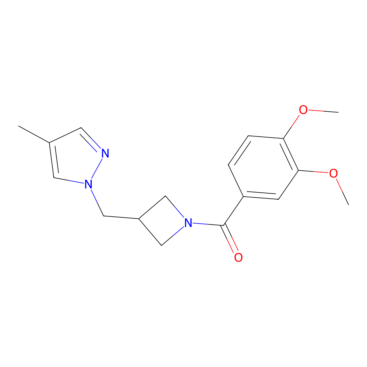 1-{[1-(3,4-dimethoxybenzoyl)azetidin-3-yl]methyl}-4-methyl-1H-pyrazole molecular structure, CAS 2549023-97-2
