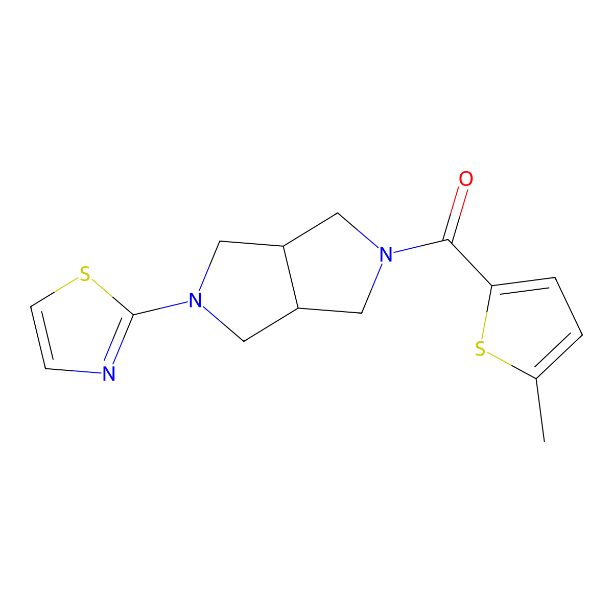 2-[5-(5-Methylthiophene-2-carbonyl)-octahydropyrrolo[3,4-c]pyrrol-2-yl]-1,3-thiazole molecular structure, CAS 2549024-05-5
