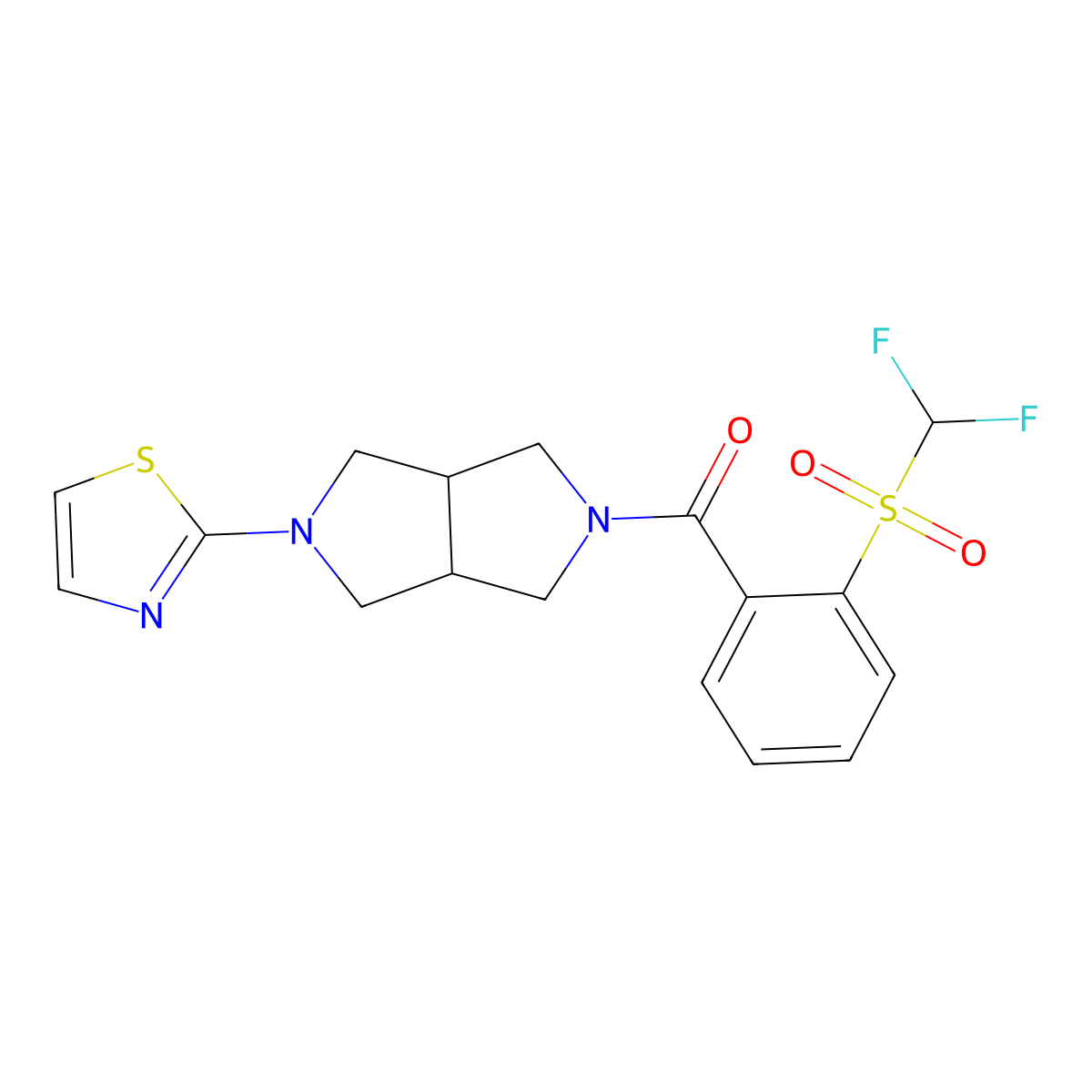 2-[5-(2-Difluoromethanesulfonylbenzoyl)-octahydropyrrolo[3,4-c]pyrrol-2-yl]-1,3-thiazole molecular structure, CAS 2549024-07-7