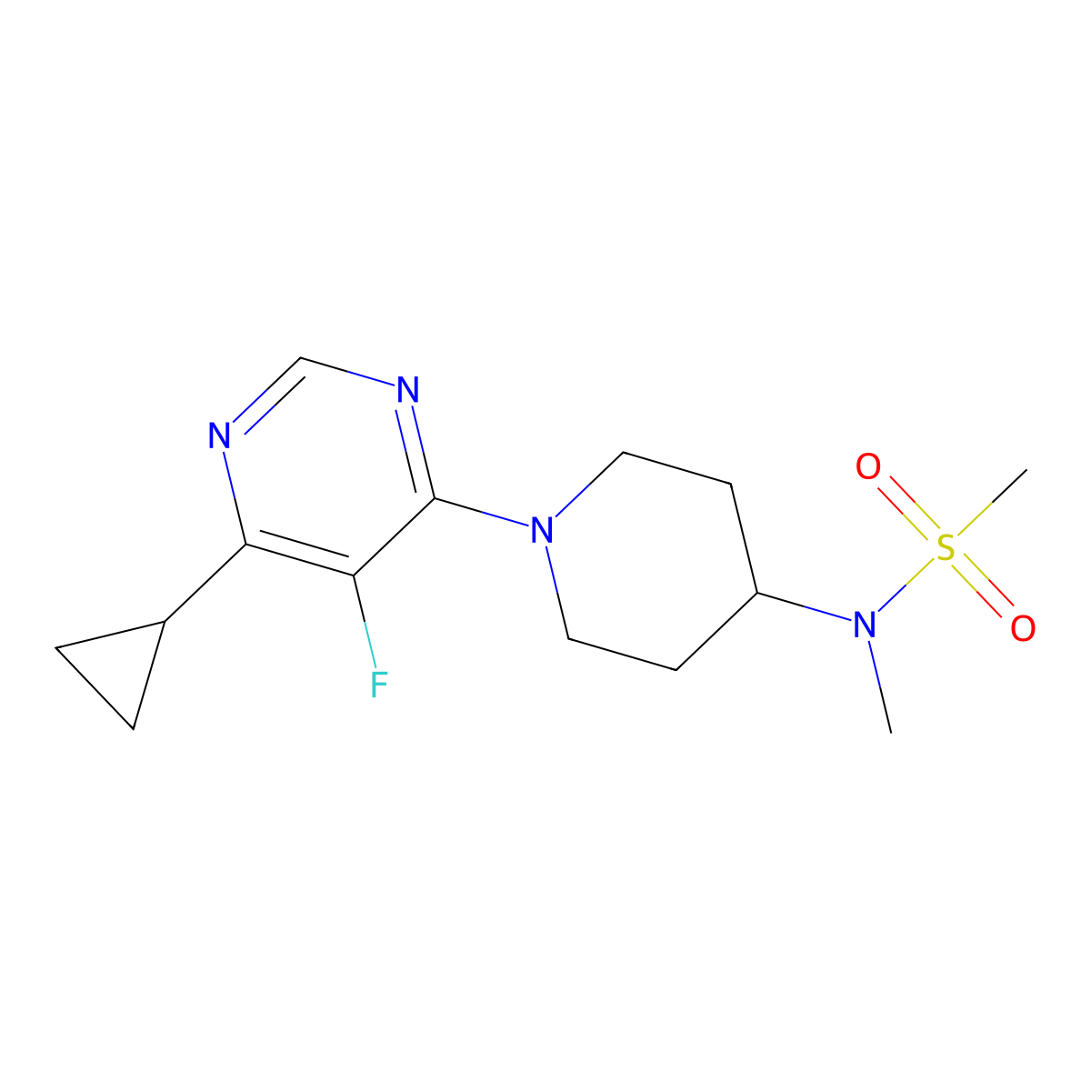 N-[1-(6-cyclopropyl-5-fluoropyrimidin-4-yl)piperidin-4-yl]-N-methylmethanesulfonamide molecular structure, CAS 2549024-08-8