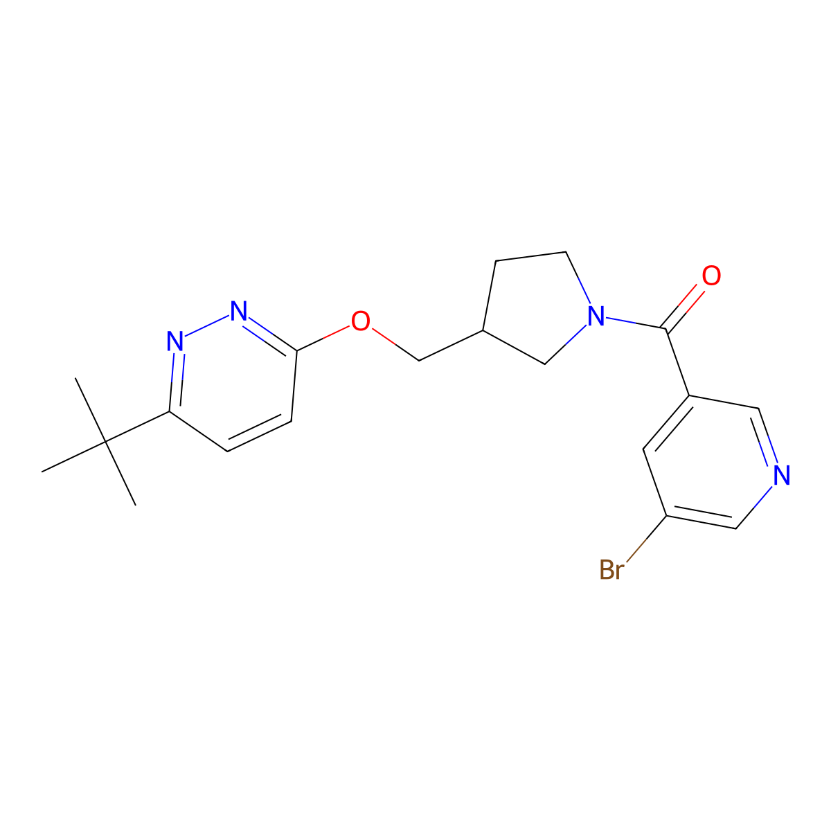 3-{[1-(5-Bromopyridine-3-carbonyl)pyrrolidin-3-yl]methoxy}-6-tert-butylpyridazine molecular structure, CAS 2549024-24-8