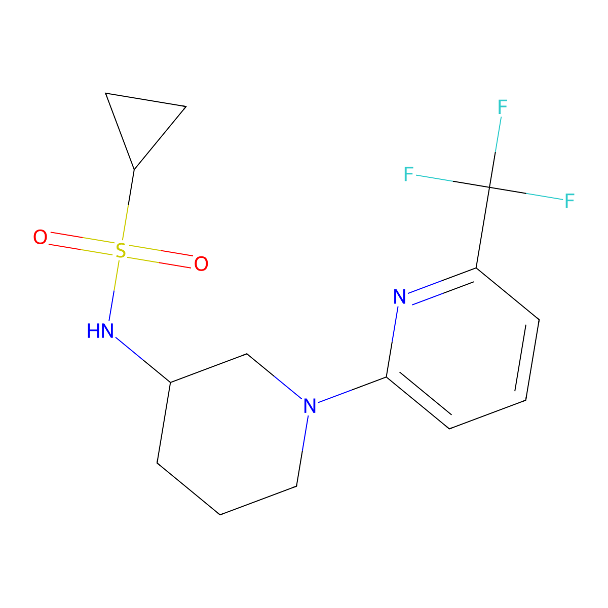 N-{1-[6-(trifluoromethyl)pyridin-2-yl]piperidin-3-yl}cyclopropanesulfonamide molecular structure, CAS 2549024-26-0