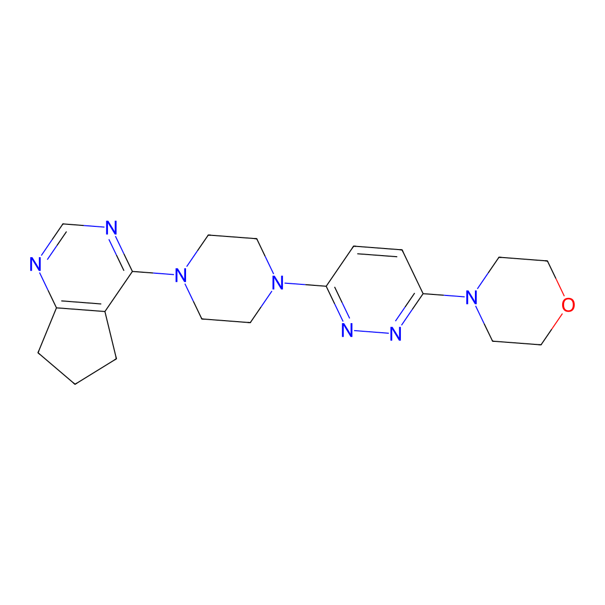 4-[6-(4-{5H,6H,7H-cyclopenta[d]pyrimidin-4-yl}piperazin-1-yl)pyridazin-3-yl]morpholine molecular structure, CAS 2549024-29-3