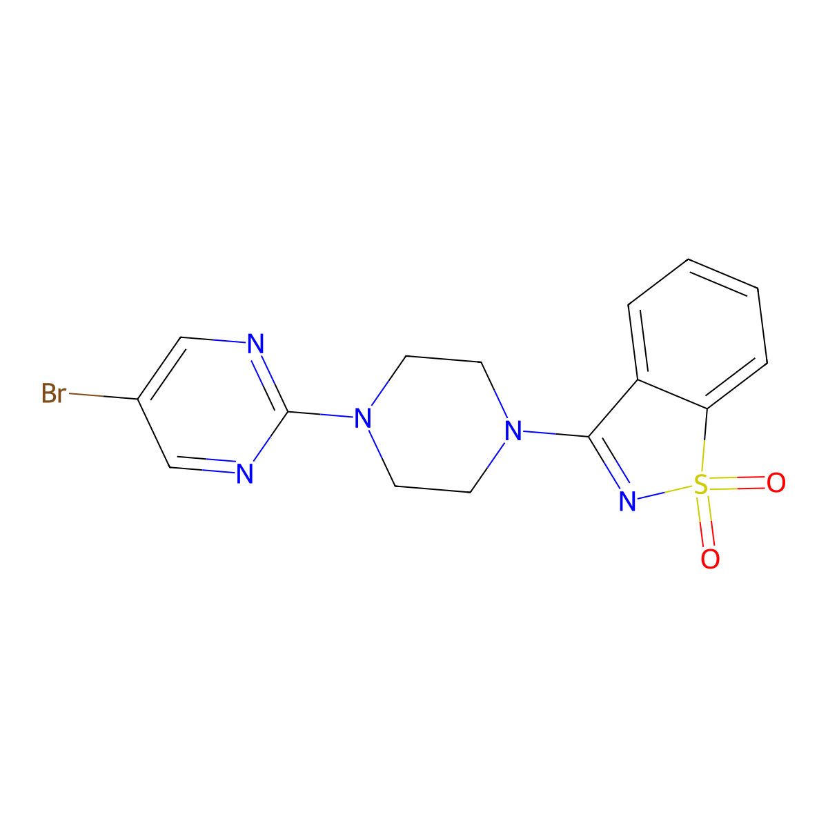 3-[4-(5-Bromopyrimidin-2-yl)piperazin-1-yl]-1lambda6,2-benzothiazole-1,1-dione molecular structure, CAS 2549024-30-6