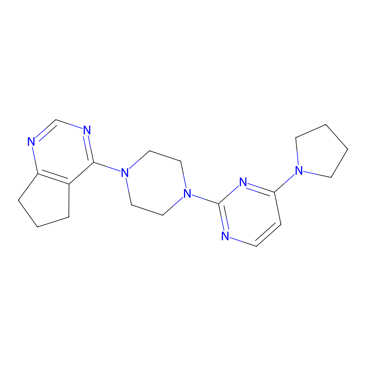 2-(4-{5H,6H,7H-cyclopenta[d]pyrimidin-4-yl}piperazin-1-yl)-4-(pyrrolidin-1-yl)pyrimidine molecular structure, CAS 2549024-32-8