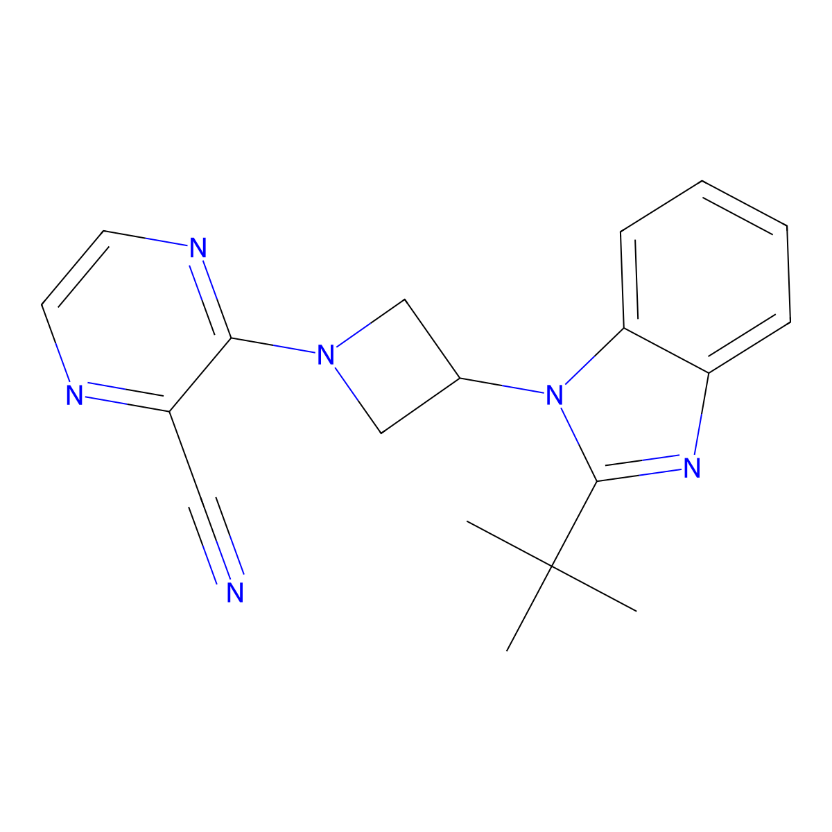 3-[3-(2-tert-butyl-1H-1,3-benzodiazol-1-yl)azetidin-1-yl]pyrazine-2-carbonitrile molecular structure, CAS 2549024-35-1