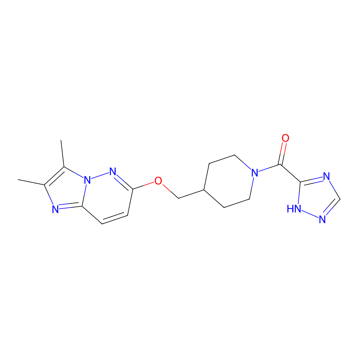 4-[({2,3-dimethylimidazo[1,2-b]pyridazin-6-yl}oxy)methyl]-1-(1H-1,2,4-triazole-3-carbonyl)piperidine molecular structure, CAS 2549024-36-2