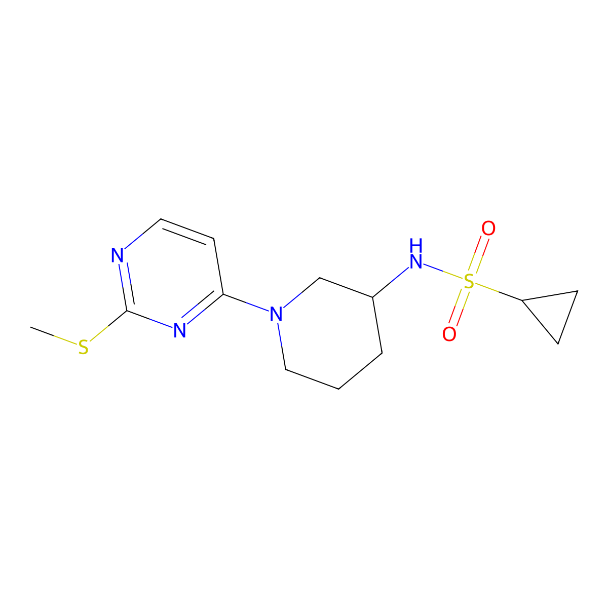 N-{1-[2-(methylsulfanyl)pyrimidin-4-yl]piperidin-3-yl}cyclopropanesulfonamide molecular structure, CAS 2549024-37-3