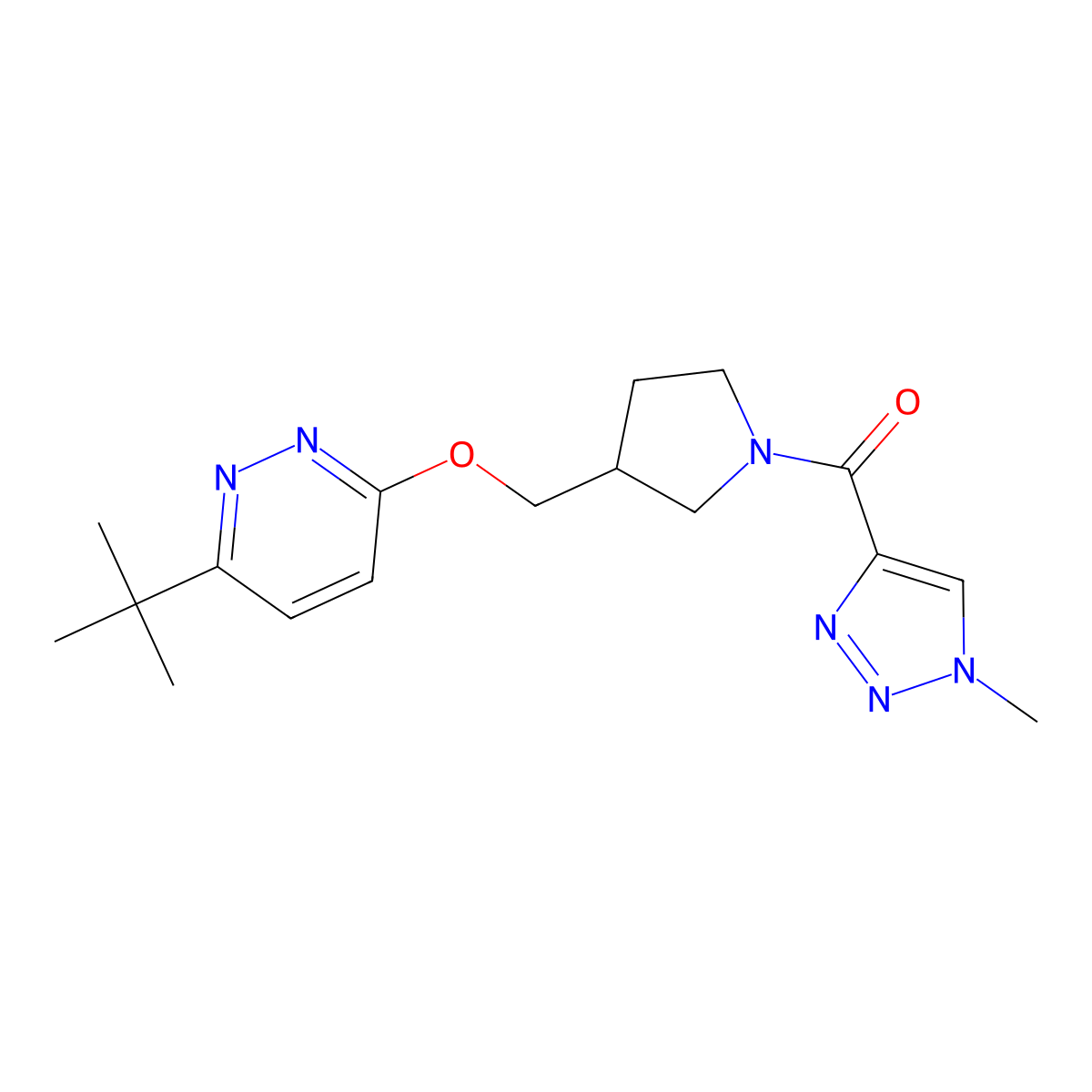 3-tert-butyl-6-{[1-(1-methyl-1H-1,2,3-triazole-4-carbonyl)pyrrolidin-3-yl]methoxy}pyridazine molecular structure, CAS 2549024-40-8