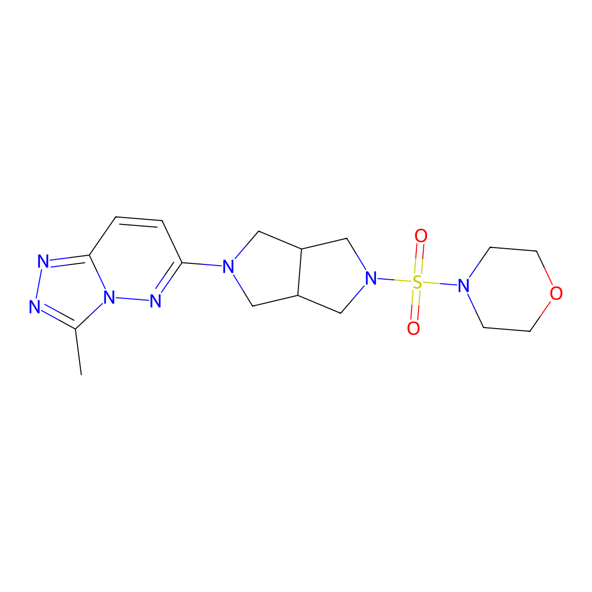 4-[(5-{3-Methyl-[1,2,4]triazolo[4,3-b]pyridazin-6-yl}-octahydropyrrolo[3,4-c]pyrrol-2-yl)sulfonyl]morpholine molecular structure, CAS 2549024-46-4