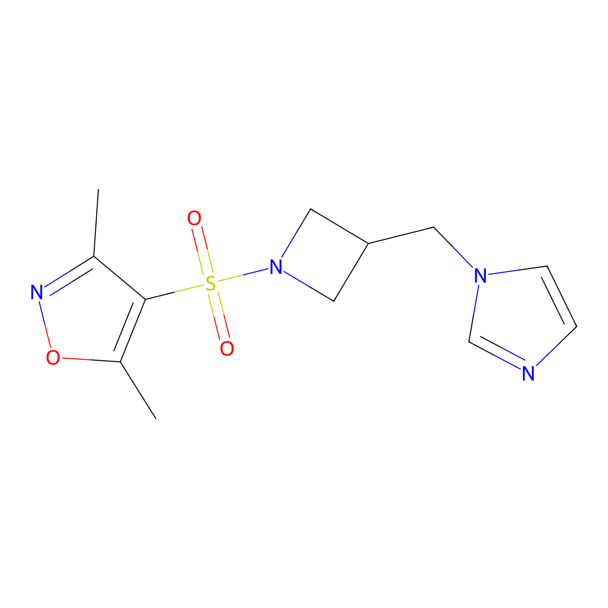 4-({3-[(1H-imidazol-1-yl)methyl]azetidin-1-yl}sulfonyl)-3,5-dimethyl-1,2-oxazole molecular structure, CAS 2549024-49-7