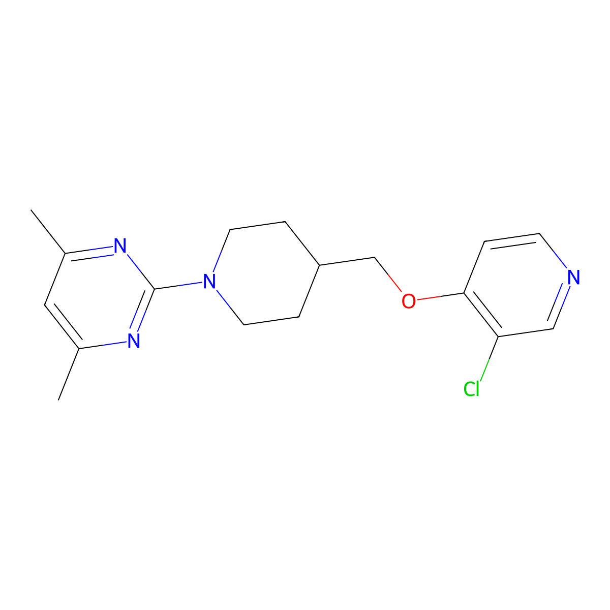 2-(4-{[(3-Chloropyridin-4-yl)oxy]methyl}piperidin-1-yl)-4,6-dimethylpyrimidine molecular structure, CAS 2549024-50-0