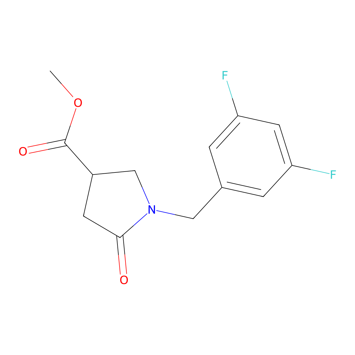 Methyl 1-[(3,5-difluorophenyl)methyl]-5-oxopyrrolidine-3-carboxylate molecular structure, CAS 2549024-54-4