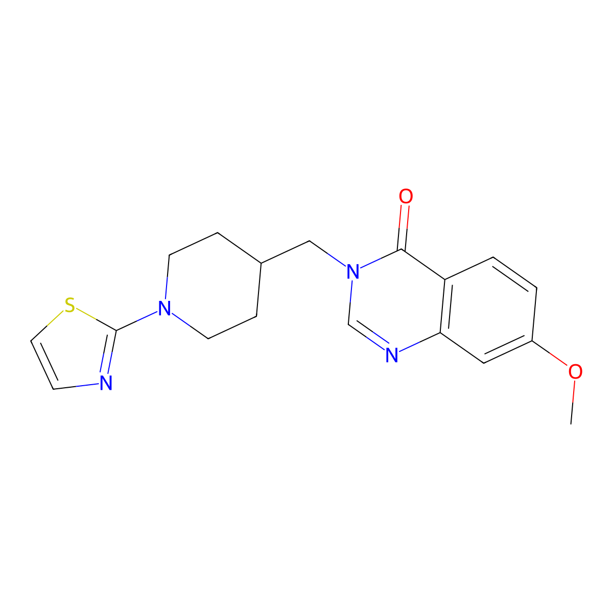 7-Methoxy-3-{[1-(1,3-thiazol-2-yl)piperidin-4-yl]methyl}-3,4-dihydroquinazolin-4-one molecular structure, CAS 2549024-55-5