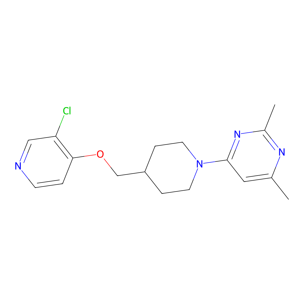 4-(4-{[(3-Chloropyridin-4-yl)oxy]methyl}piperidin-1-yl)-2,6-dimethylpyrimidine molecular structure, CAS 2549024-57-7