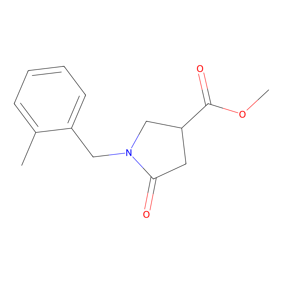 Methyl 1-[(2-methylphenyl)methyl]-5-oxopyrrolidine-3-carboxylate molecular structure, CAS 2549024-58-8