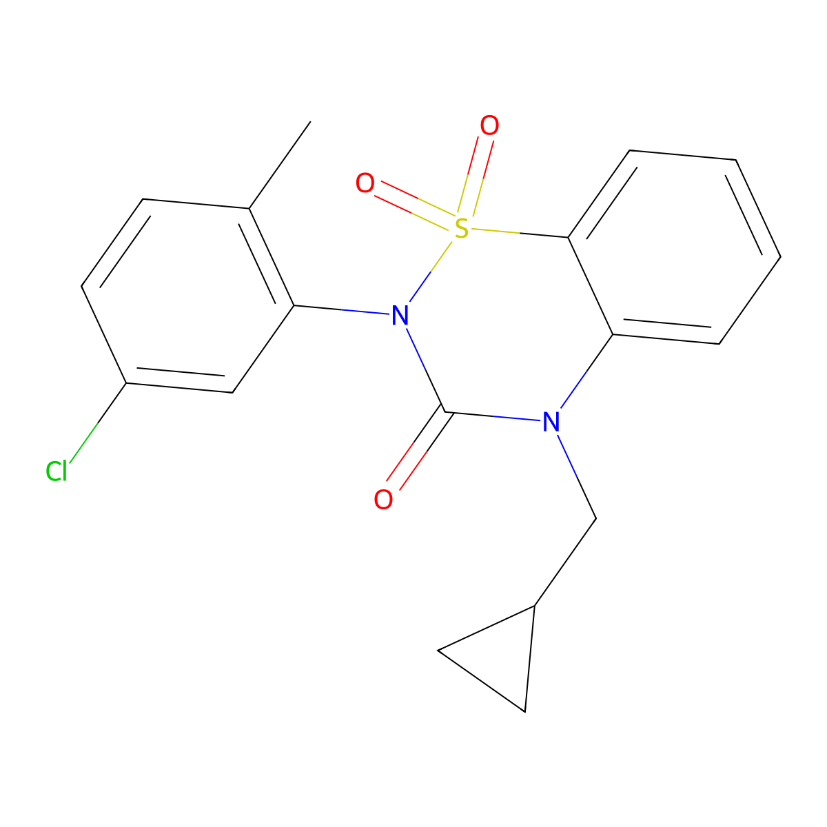 2-(5-chloro-2-methylphenyl)-4-(cyclopropylmethyl)-3,4-dihydro-2H-1lambda6,2,4-benzothiadiazine-1,1,3-trione molecular structure, CAS 2549024-64-6