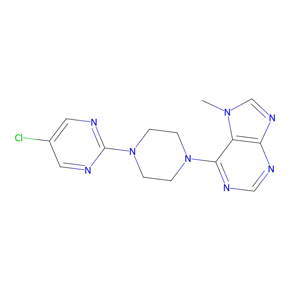 6-[4-(5-chloropyrimidin-2-yl)piperazin-1-yl]-7-methyl-7H-purine molecular structure, CAS 2549024-65-7