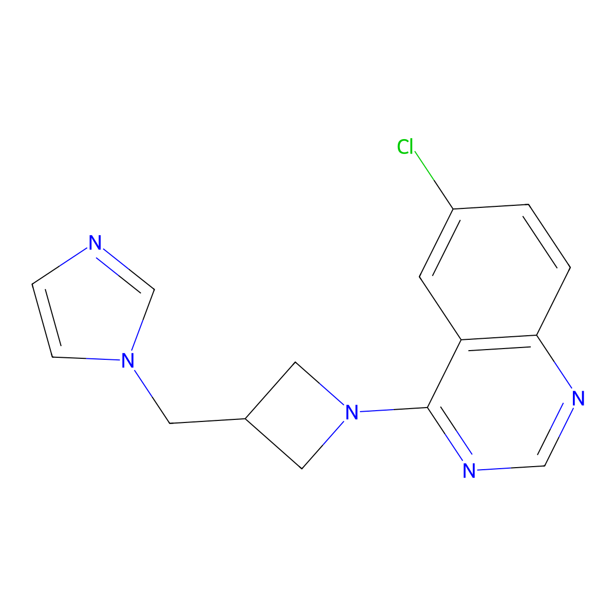 6-chloro-4-{3-[(1H-imidazol-1-yl)methyl]azetidin-1-yl}quinazoline molecular structure, CAS 2549024-66-8