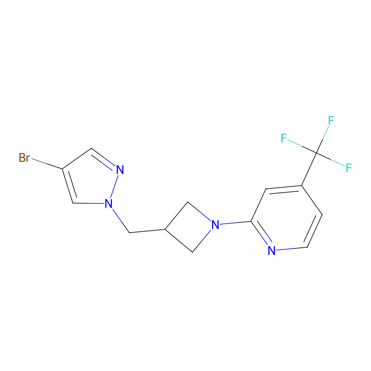 2-{3-[(4-bromo-1H-pyrazol-1-yl)methyl]azetidin-1-yl}-4-(trifluoromethyl)pyridine molecular structure, CAS 2549024-68-0