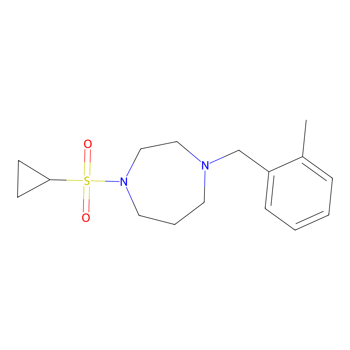 1-(Cyclopropanesulfonyl)-4-[(2-methylphenyl)methyl]-1,4-diazepane molecular structure, CAS 2549024-71-5