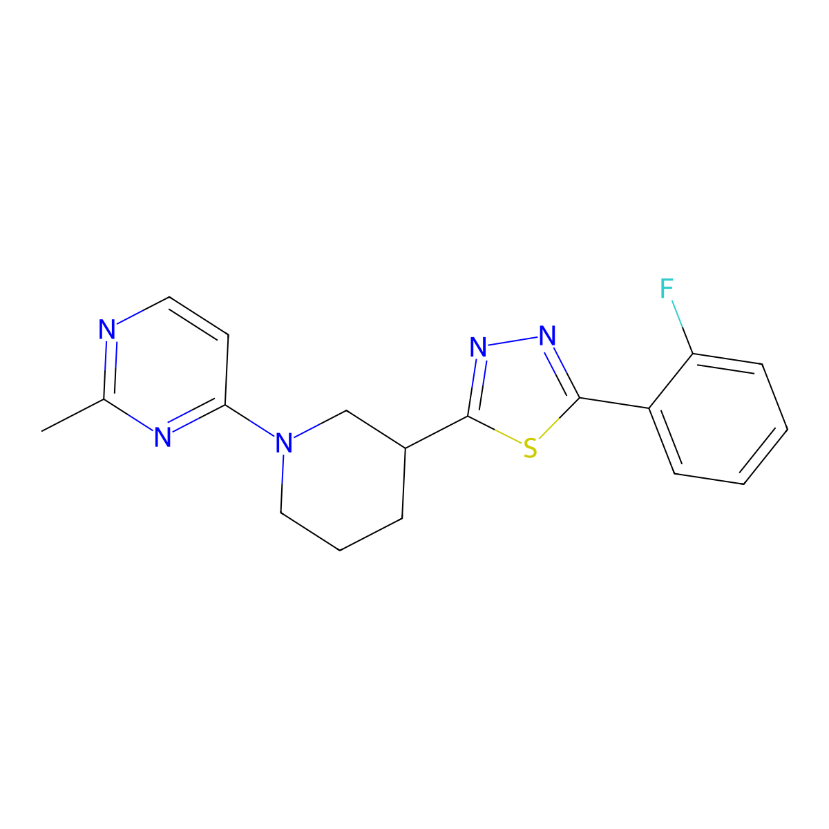 4-{3-[5-(2-Fluorophenyl)-1,3,4-thiadiazol-2-yl]piperidin-1-yl}-2-methylpyrimidine molecular structure, CAS 2549024-73-7