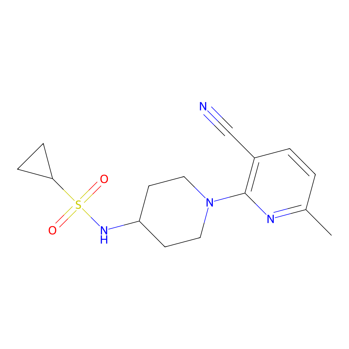 N-[1-(3-cyano-6-methylpyridin-2-yl)piperidin-4-yl]cyclopropanesulfonamide molecular structure, CAS 2549024-79-3