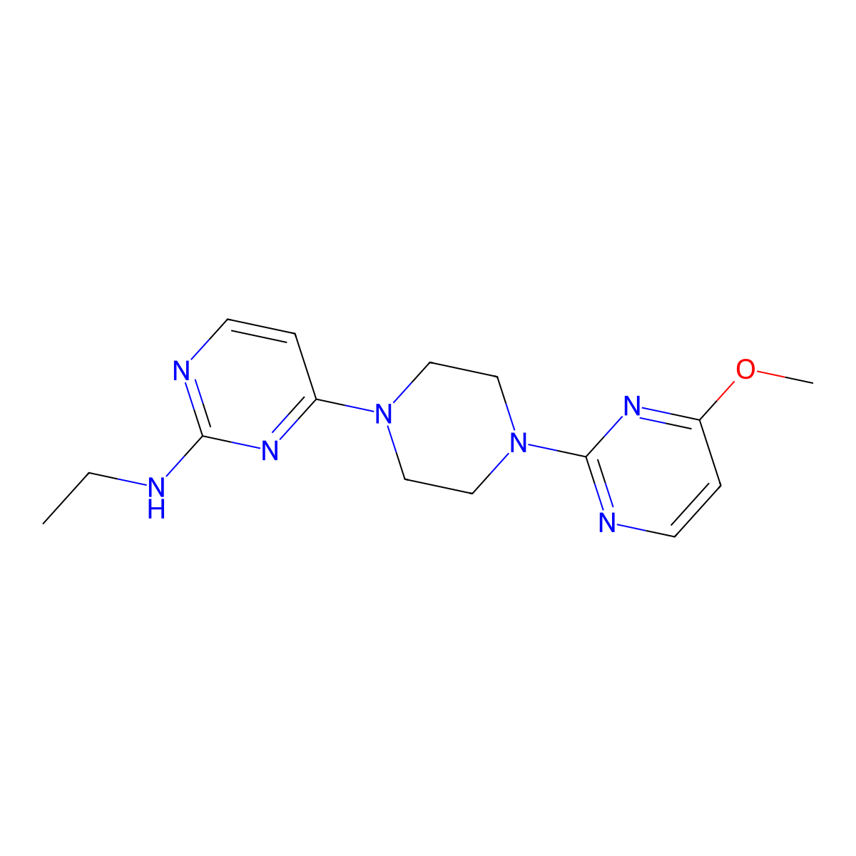 N-ethyl-4-[4-(4-methoxypyrimidin-2-yl)piperazin-1-yl]pyrimidin-2-amine molecular structure, CAS 2549024-86-2