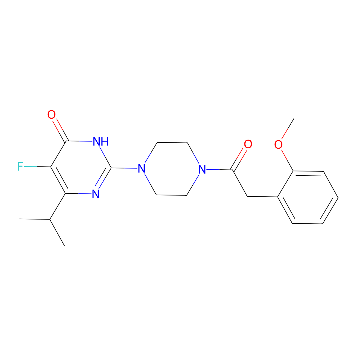 5-Fluoro-2-{4-[2-(2-methoxyphenyl)acetyl]piperazin-1-yl}-6-(propan-2-yl)-3,4-dihydropyrimidin-4-one molecular structure, CAS 2549024-91-9