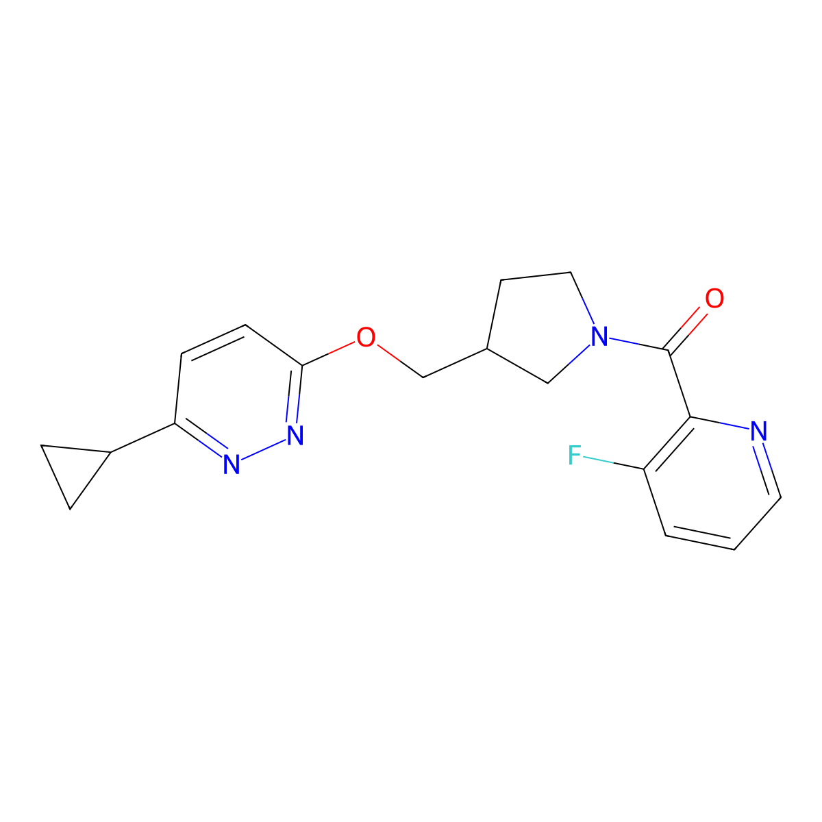 3-Cyclopropyl-6-{[1-(3-fluoropyridine-2-carbonyl)pyrrolidin-3-yl]methoxy}pyridazine molecular structure, CAS 2549024-92-0