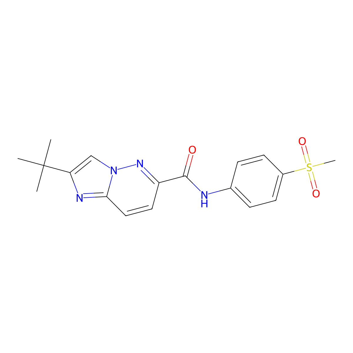 2-tert-butyl-N-(4-methanesulfonylphenyl)imidazo[1,2-b]pyridazine-6-carboxamide molecular structure, CAS 2549024-96-4