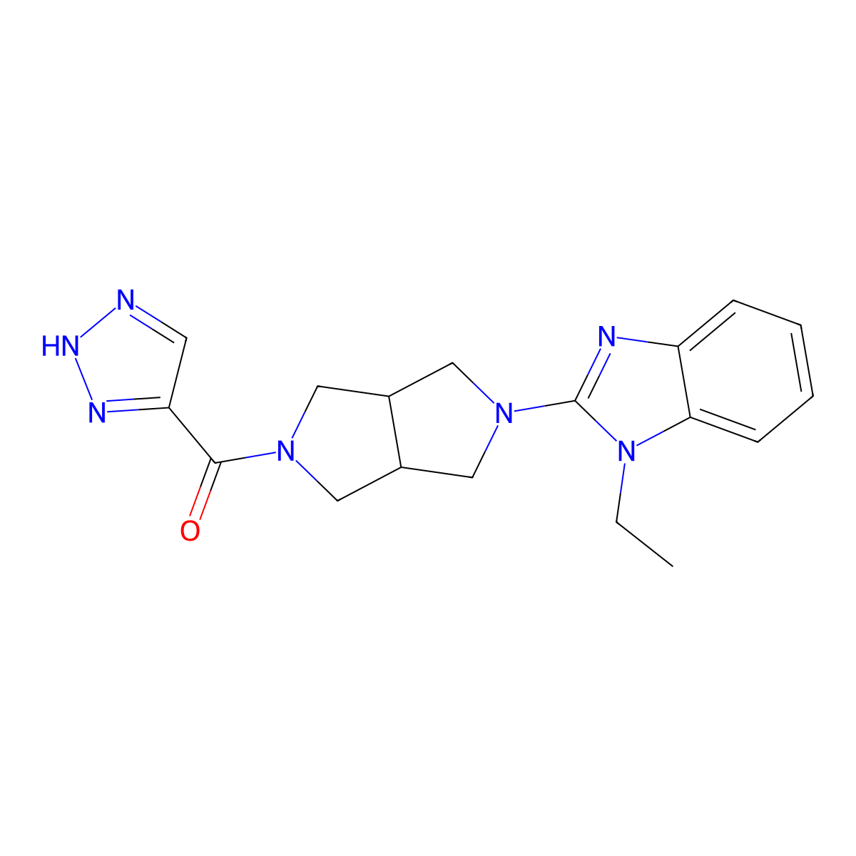 1-ethyl-2-[5-(2H-1,2,3-triazole-4-carbonyl)-octahydropyrrolo[3,4-c]pyrrol-2-yl]-1H-1,3-benzodiazole molecular structure, CAS 2549024-97-5