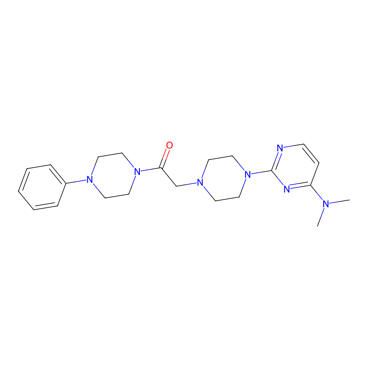 2-{4-[4-(Dimethylamino)pyrimidin-2-yl]piperazin-1-yl}-1-(4-phenylpiperazin-1-yl)ethan-1-one molecular structure, CAS 2549025-00-3