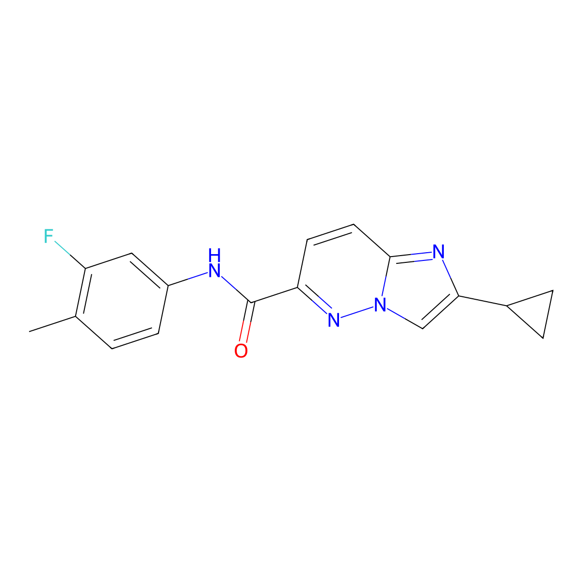 2-cyclopropyl-N-(3-fluoro-4-methylphenyl)imidazo[1,2-b]pyridazine-6-carboxamide molecular structure, CAS 2549025-02-5