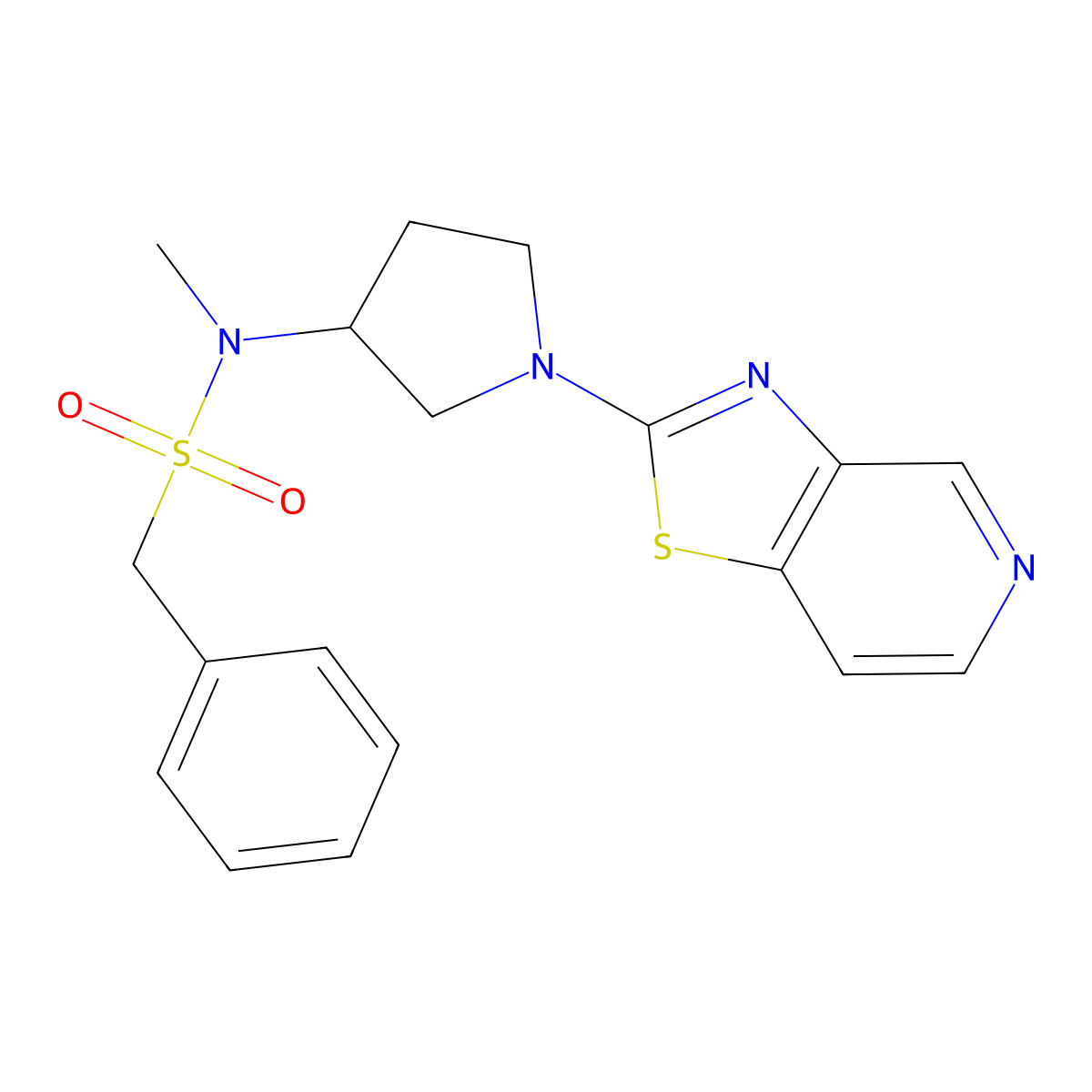 N-methyl-1-phenyl-N-(1-{[1,3]thiazolo[4,5-c]pyridin-2-yl}pyrrolidin-3-yl)methanesulfonamide molecular structure, CAS 2549025-15-0