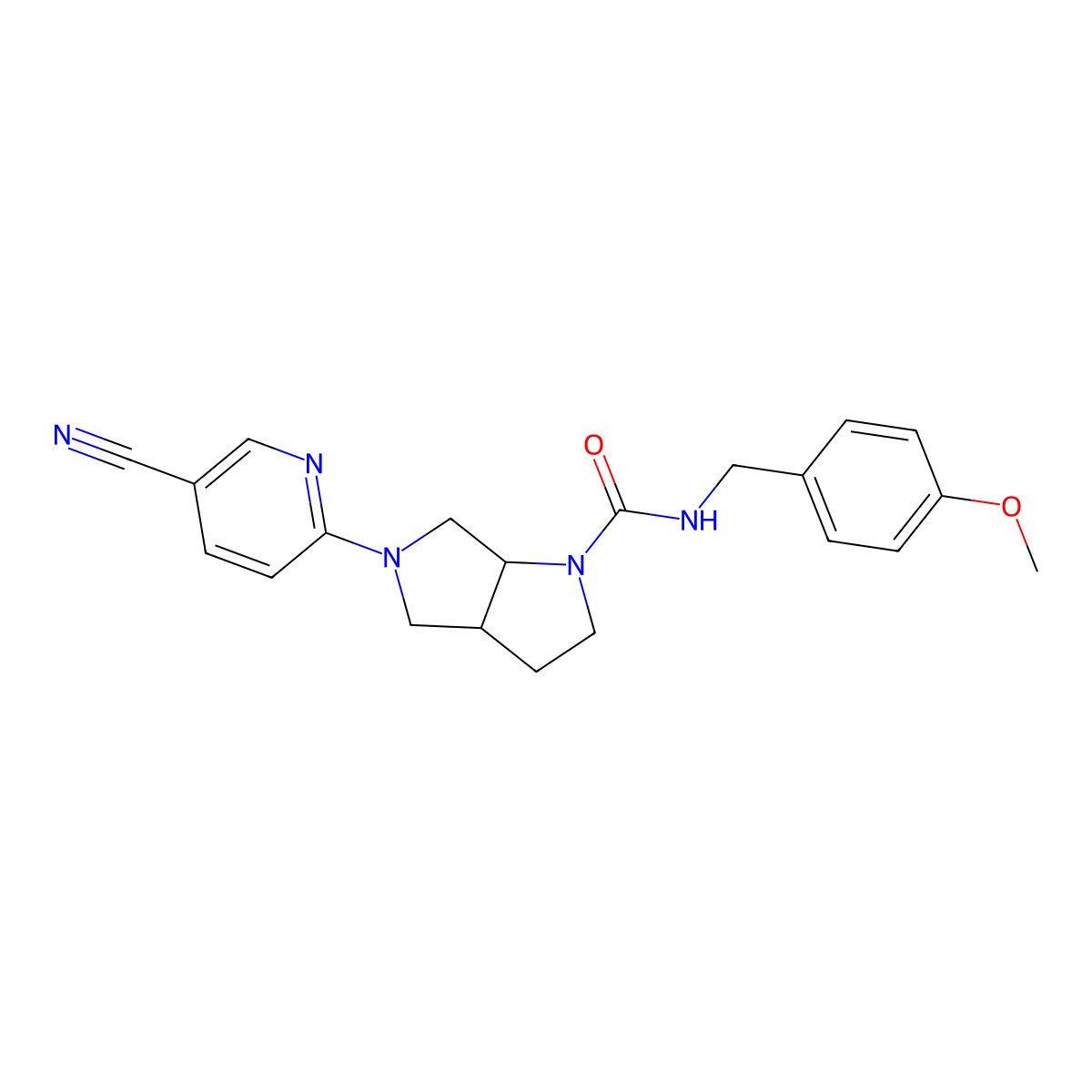 5-(5-cyanopyridin-2-yl)-N-[(4-methoxyphenyl)methyl]-octahydropyrrolo[3,4-b]pyrrole-1-carboxamide molecular structure, CAS 2549025-16-1
