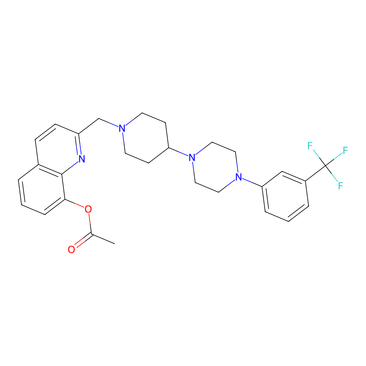 2-[(4-{4-[3-(Trifluoromethyl)phenyl]piperazin-1-yl}piperidin-1-yl)methyl]quinolin-8-yl acetate molecular structure, CAS 2549025-17-2