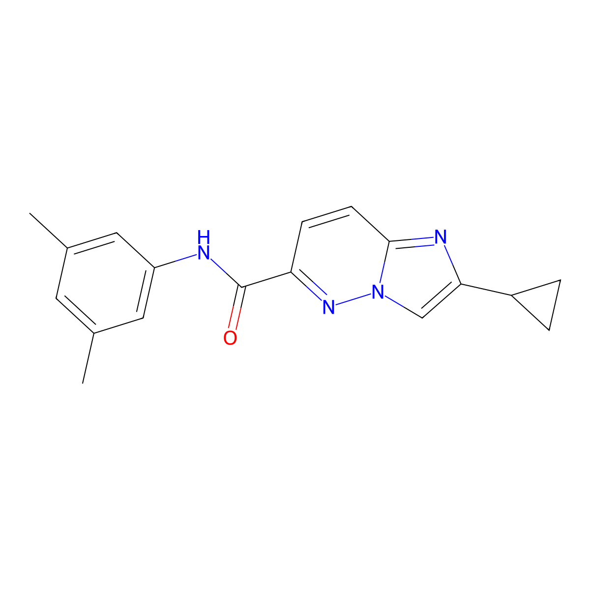2-cyclopropyl-N-(3,5-dimethylphenyl)imidazo[1,2-b]pyridazine-6-carboxamide molecular structure, CAS 2549025-25-2