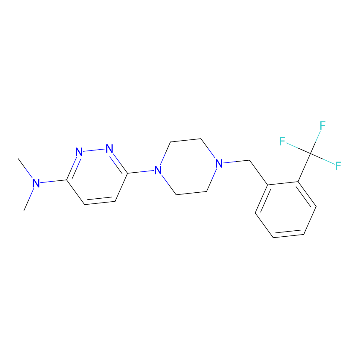 N,N-dimethyl-6-(4-{[2-(trifluoromethyl)phenyl]methyl}piperazin-1-yl)pyridazin-3-amine molecular structure, CAS 2549025-26-3