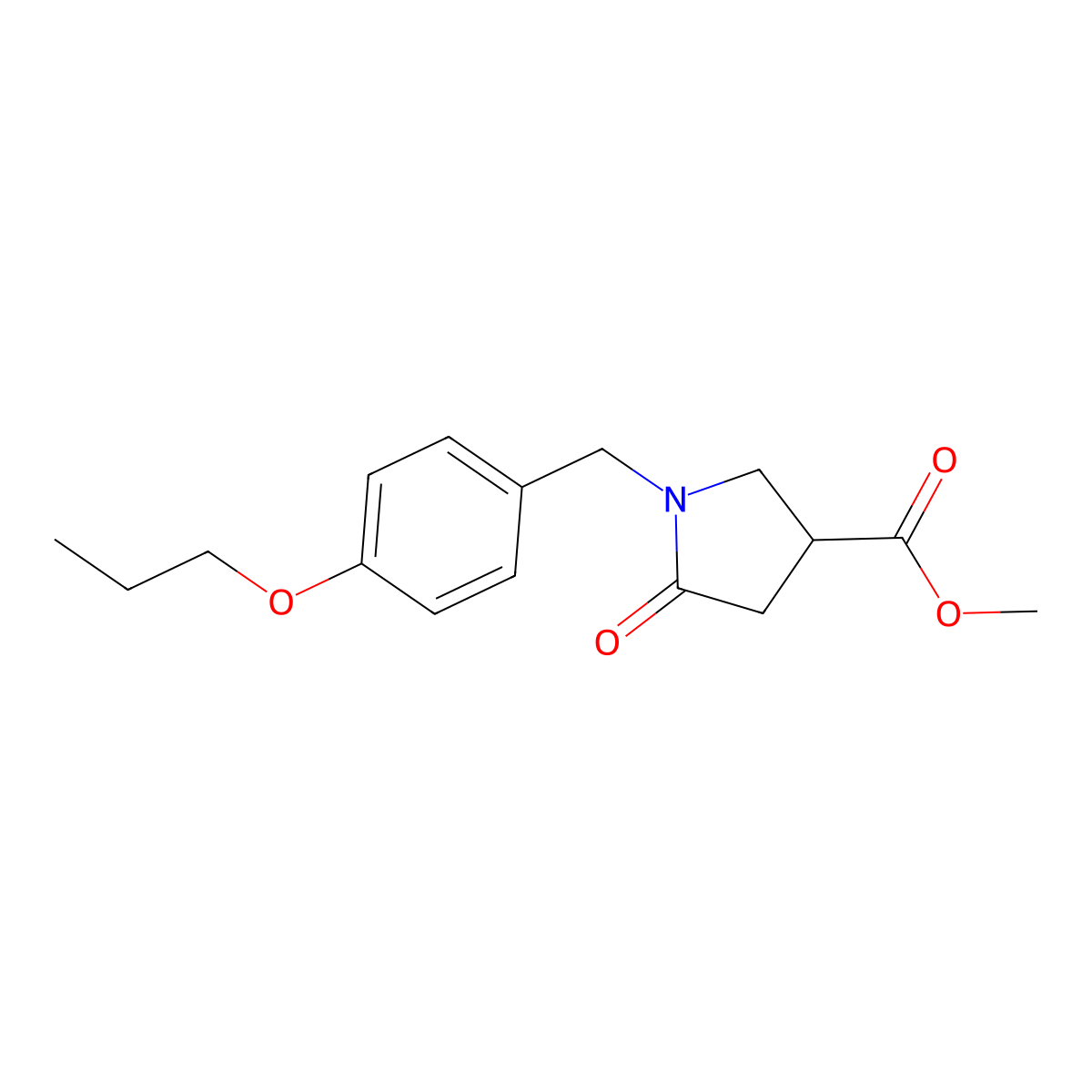 Methyl 5-oxo-1-[(4-propoxyphenyl)methyl]pyrrolidine-3-carboxylate molecular structure, CAS 2549025-27-4