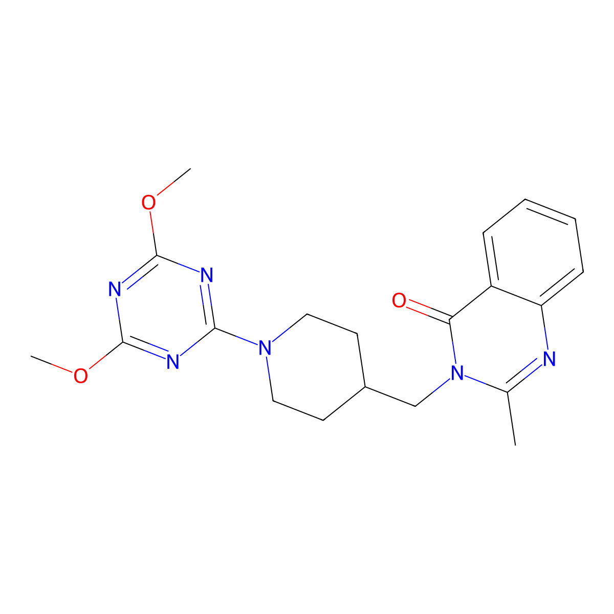 3-{[1-(4,6-Dimethoxy-1,3,5-triazin-2-yl)piperidin-4-yl]methyl}-2-methyl-3,4-dihydroquinazolin-4-one molecular structure, CAS 2549025-33-2