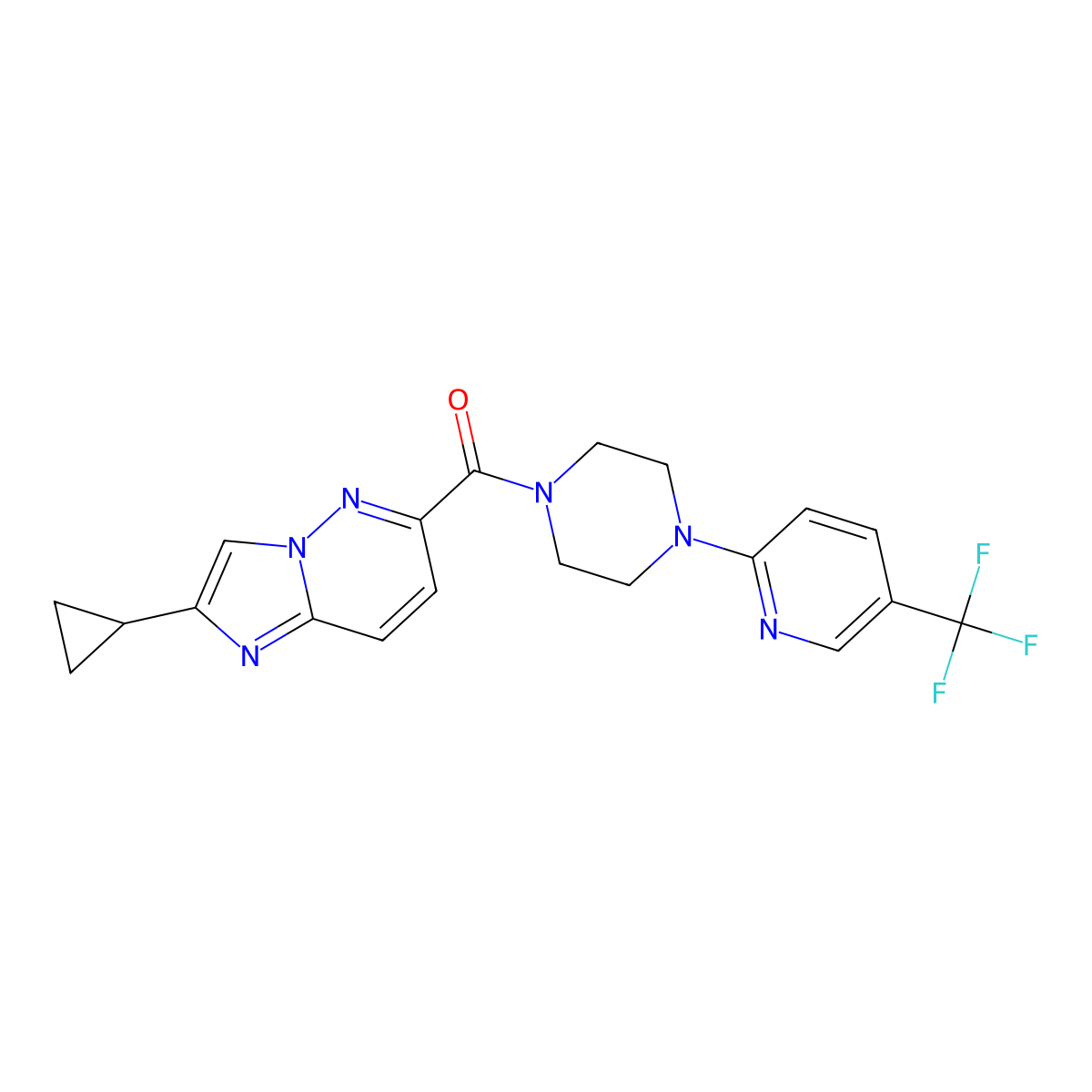 1-{2-Cyclopropylimidazo[1,2-b]pyridazine-6-carbonyl}-4-[5-(trifluoromethyl)pyridin-2-yl]piperazine molecular structure, CAS 2549025-37-6