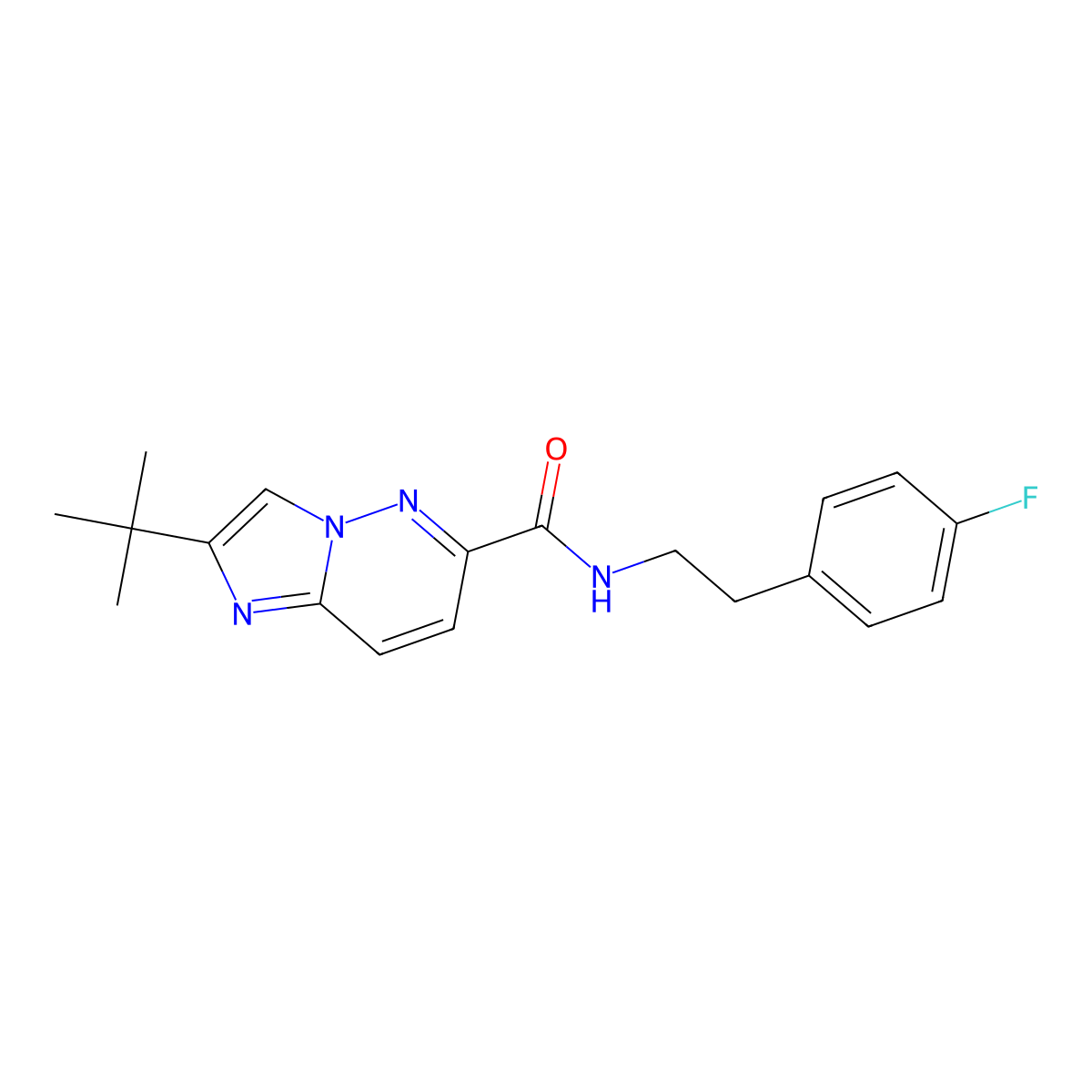 2-tert-butyl-N-[2-(4-fluorophenyl)ethyl]imidazo[1,2-b]pyridazine-6-carboxamide molecular structure, CAS 2549025-41-2