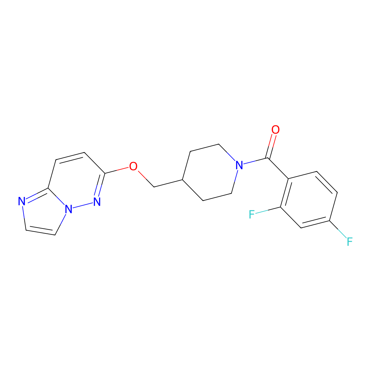 1-(2,4-Difluorobenzoyl)-4-({imidazo[1,2-b]pyridazin-6-yloxy}methyl)piperidine molecular structure, CAS 2549025-47-8